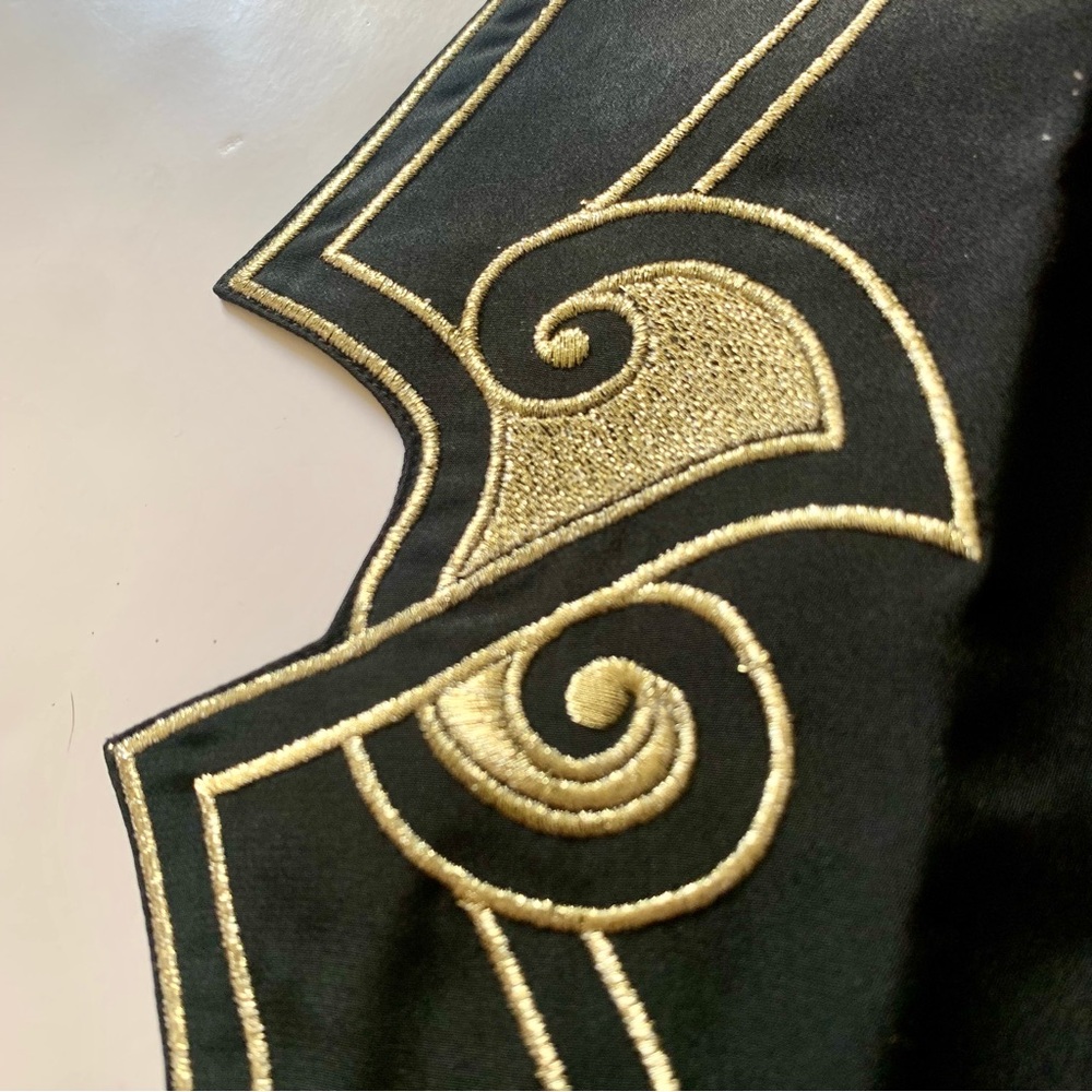 Vintage Black Blouse with Gold Embroidered Collar - Picture 6 of 15